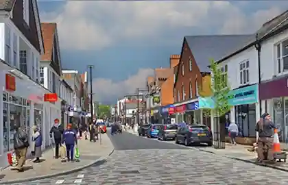 View of High Street in Camberley, Surrey