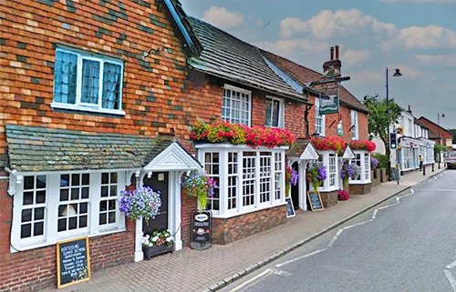 View of high street in Henfield, West Sussex