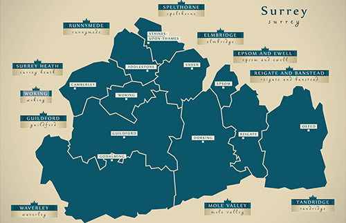 Graphic map of Surrey